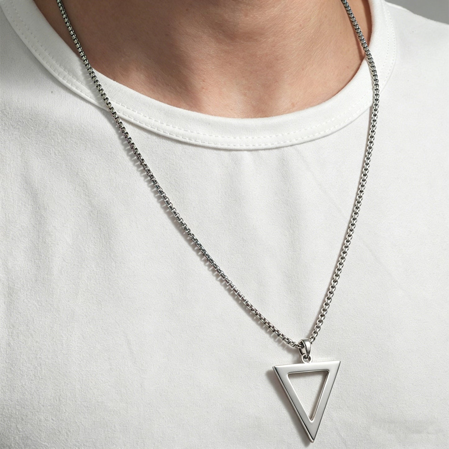 Men's Titanium Steel Black Triangle Stainless Geometric Necklace
