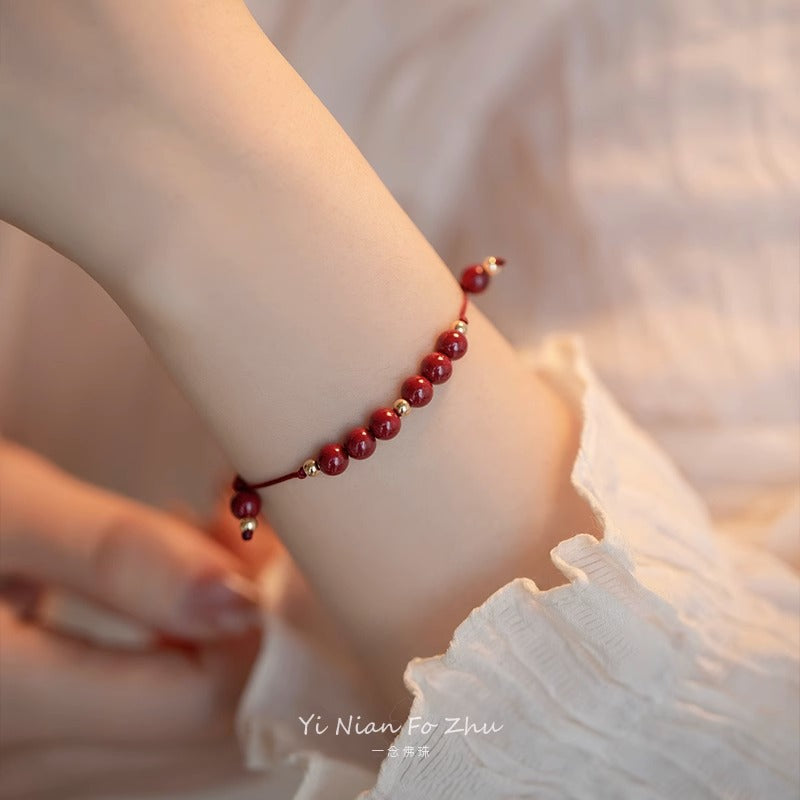 Bracelets porte-bonheur avec boules dorées, cadeau Design, lumière dorée