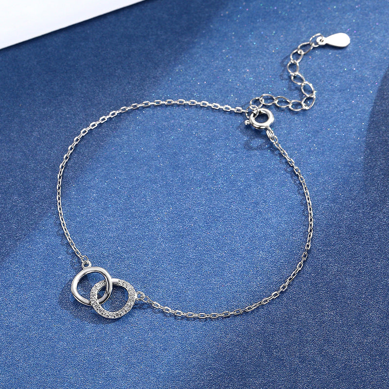 Accessoires pour femmes et hommes et bracelets coréens à double cercle en argent