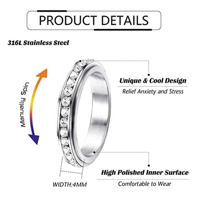 Zircon With Diamond Rotatable Couple Starry Wedding Ring