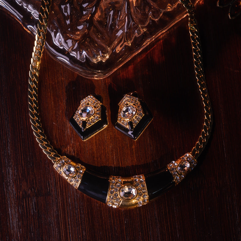 Imported Handmade Drip Glazed Gold-plated Enamel Jewelry Set