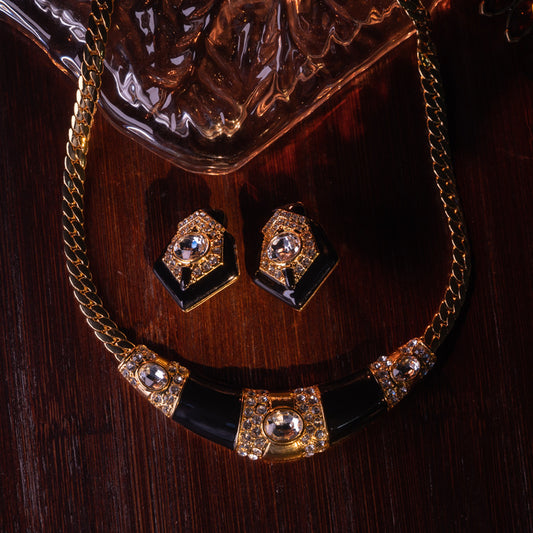 Imported Handmade Drip Glazed Gold-plated Enamel Jewelry Set