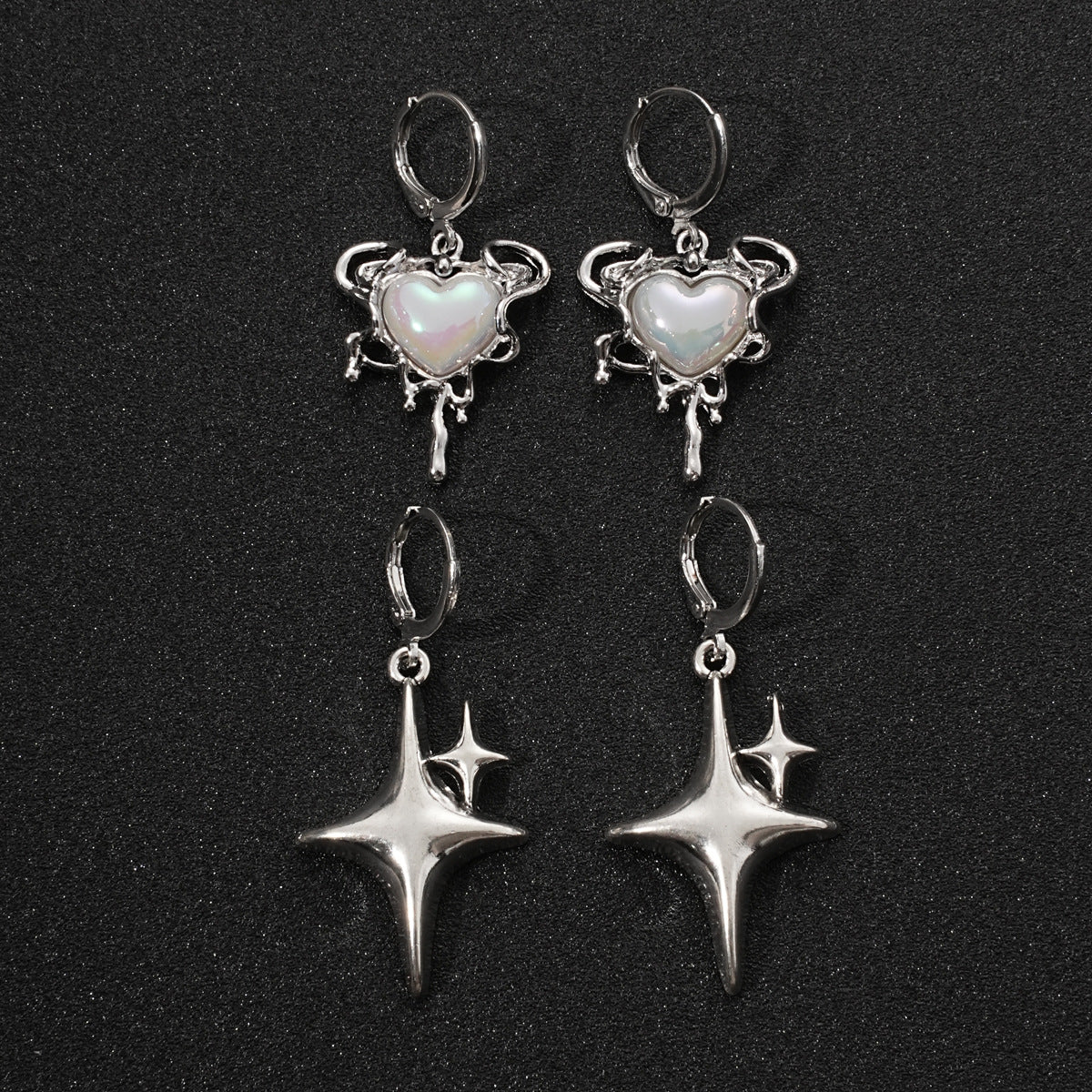 Women's Style Sweet Cool Sier Shaped Heart Shape Suit Ear Clip Stud Earrings