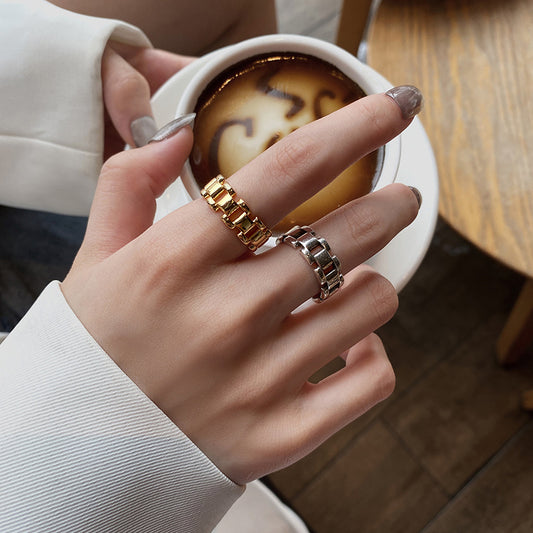 Chaîne de montre rétro pour femmes, anneaux de conception créative