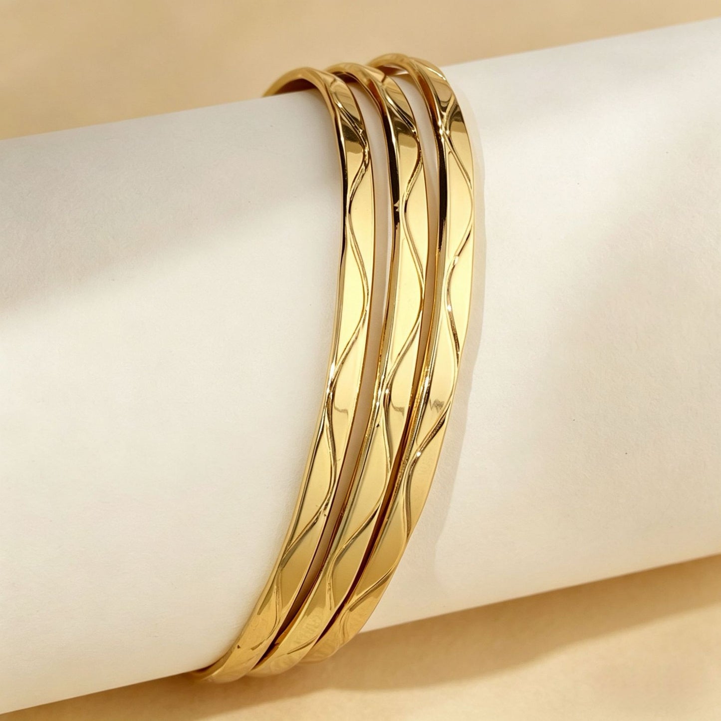 Stackable Stainless Steel Square Thread Twist Bracelet