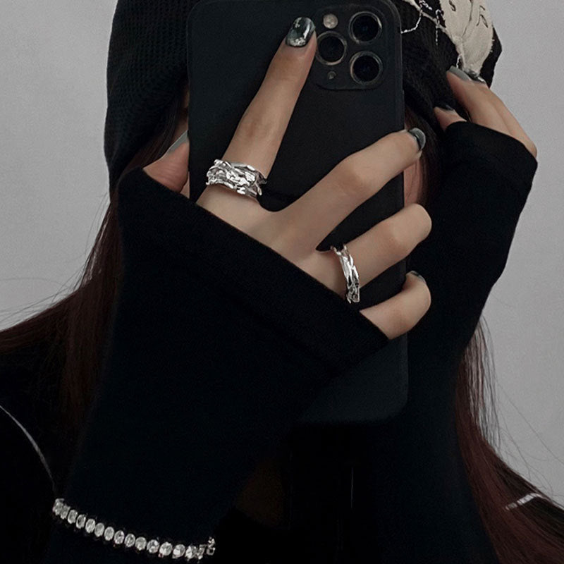Irregular Opening Adjustable Female Cold Wind Light Rings