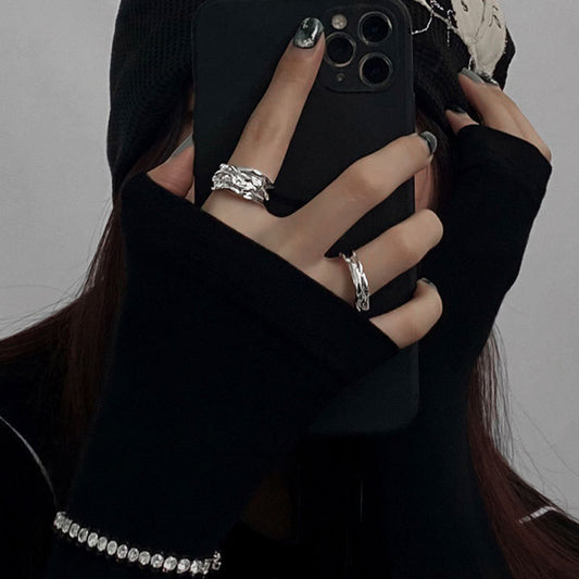 Irregular Opening Adjustable Female Cold Wind Light Rings