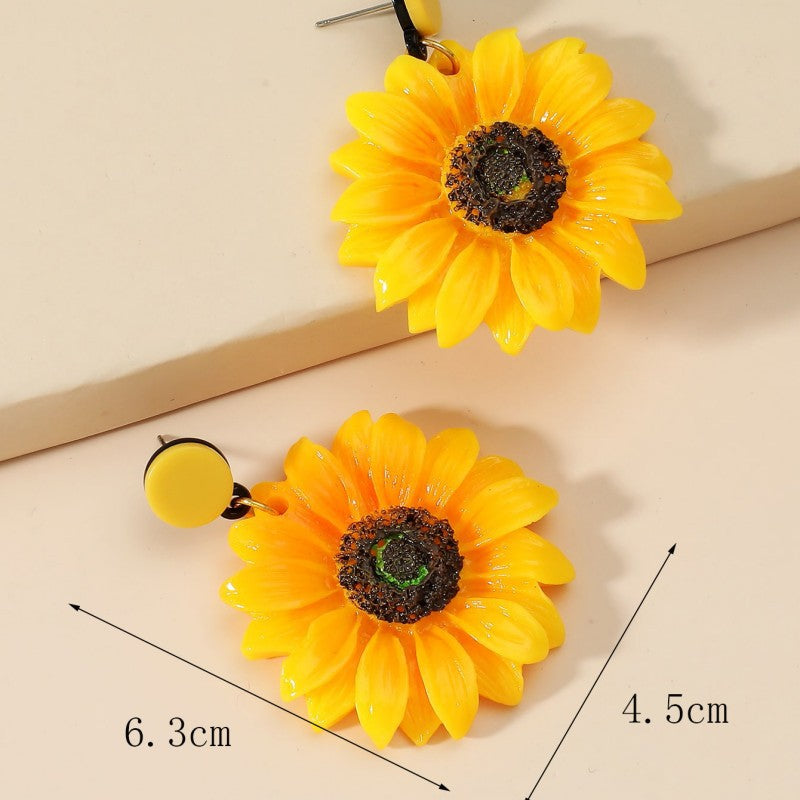 Fairy Mori Sunflower Graceful Personality Exaggerated Fresh Rings