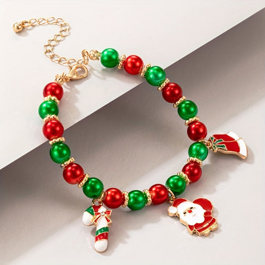 Creative Christmas Beaded Santa Claus Snowman Bracelet