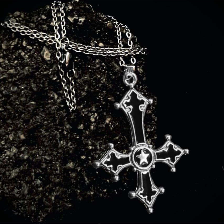 Blood Red Gothic Inverted Cross Pendant Necklaces