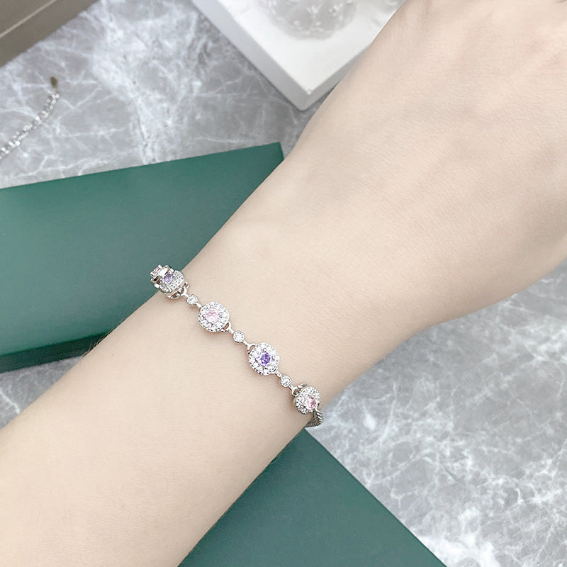 Purple Zircon Cube Sugar Female Gold Plated Bracelets