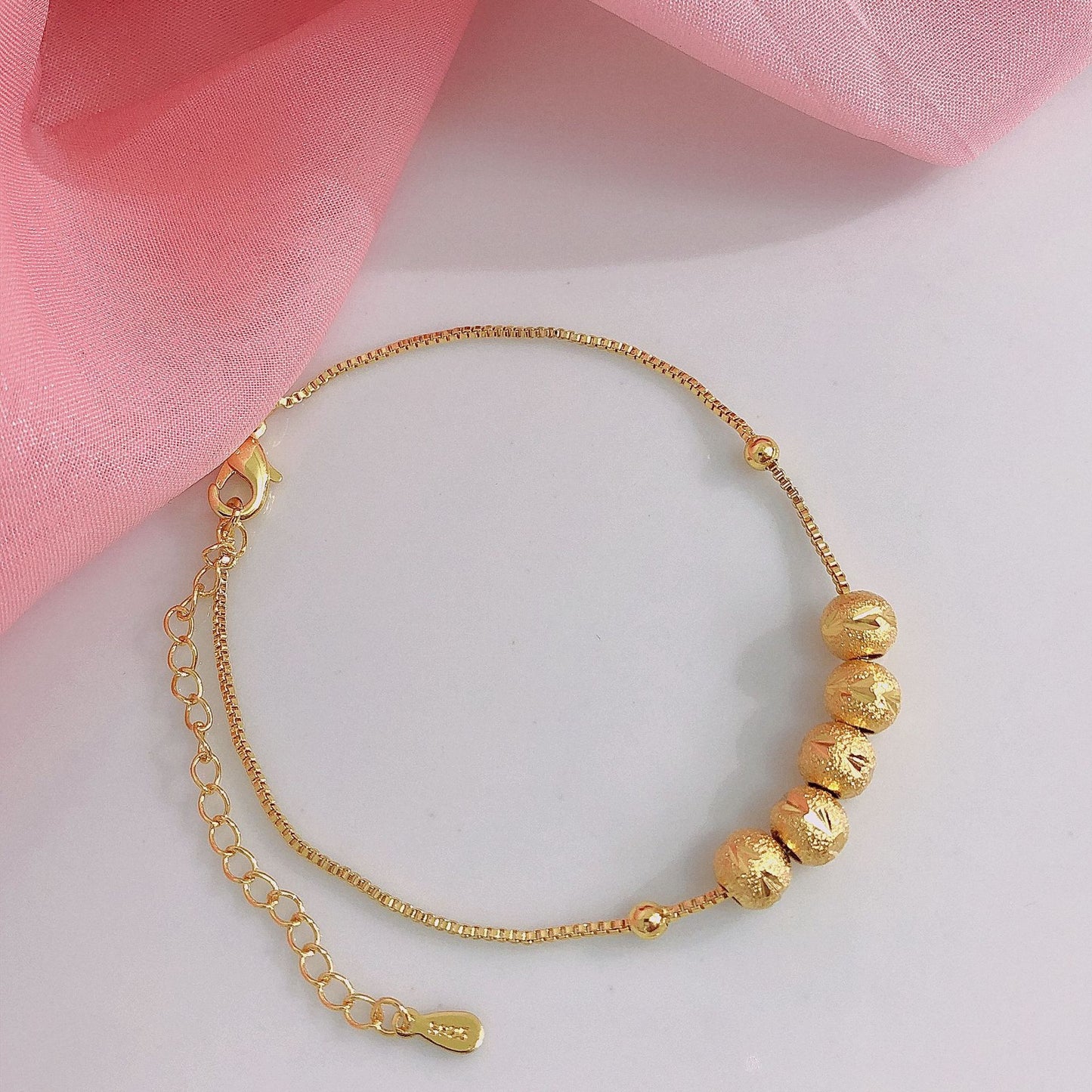 Lucky Beads Gold Plated Carven Design Bracelets