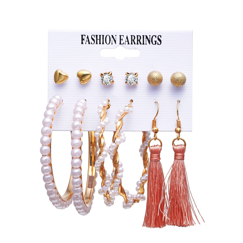 Women's Inlaid Pearl Creative French Retro Gold Earrings