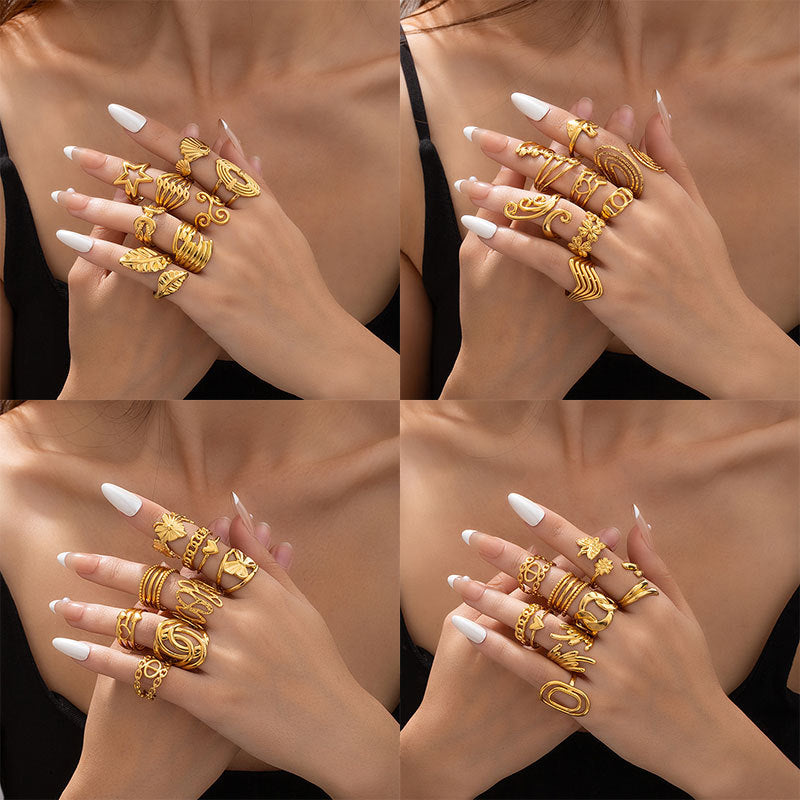 Fashionable Elegant Stainless Steel Leaf Female Style Hip Ring