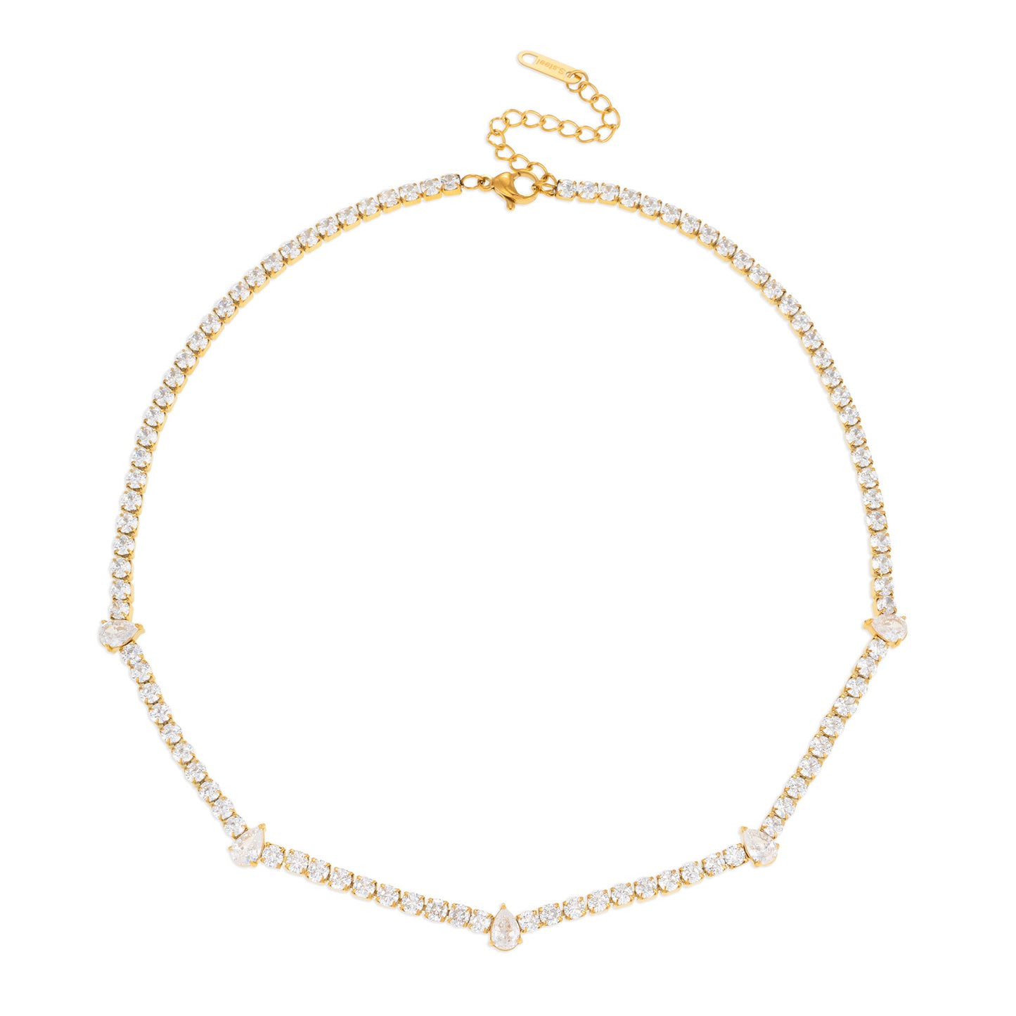Tennis Chain Real Gold Super Flash Drill Clavicle Light Luxury Necklace