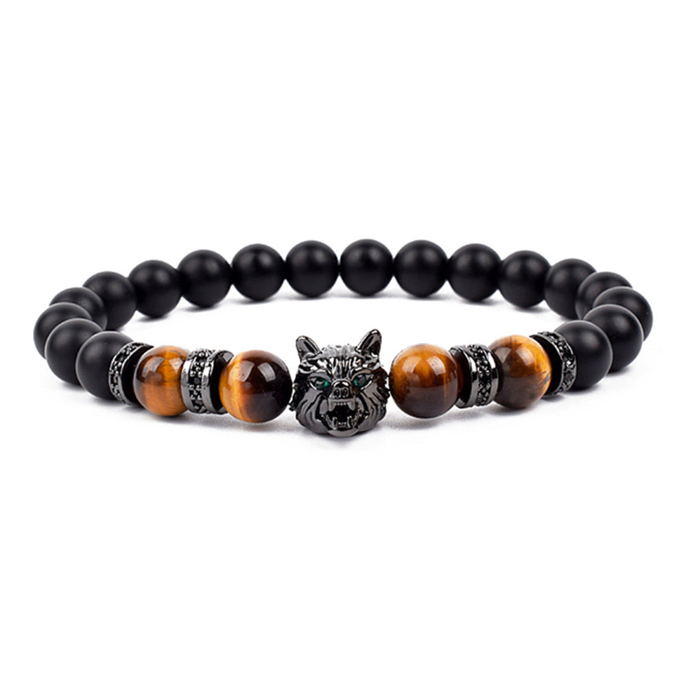 Bracelets en Zircon incrustés de Micro tête de loup dominateur pour hommes