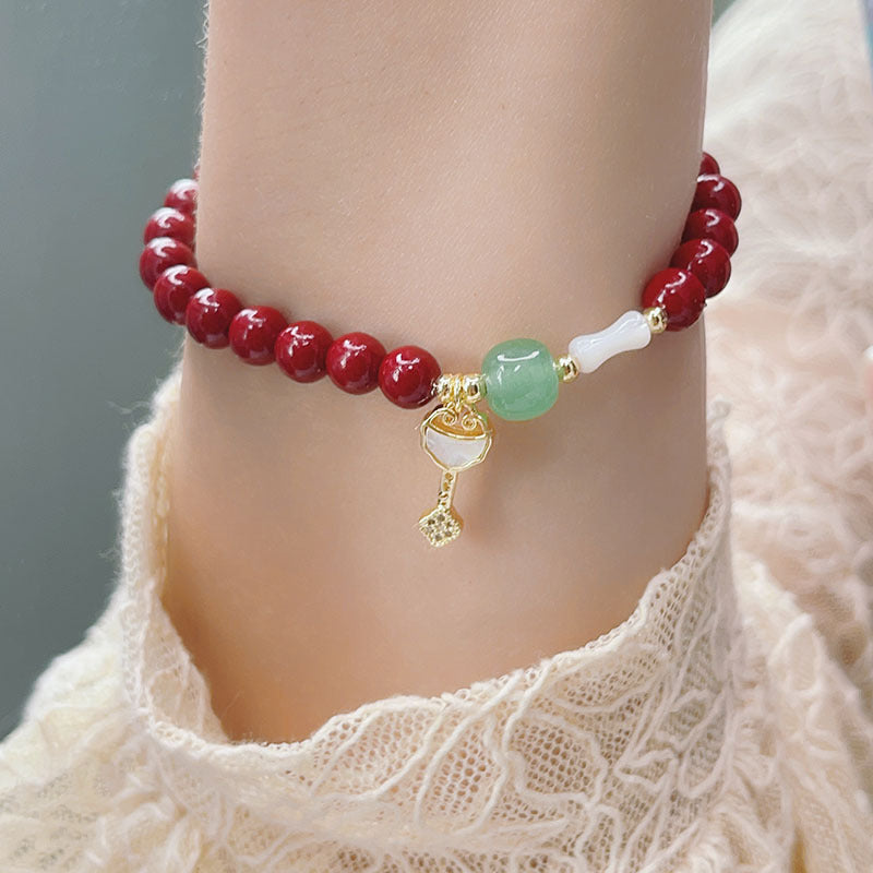 Bracelets en coquillage de perles de Style ethnique chinois pour femmes, cinabre