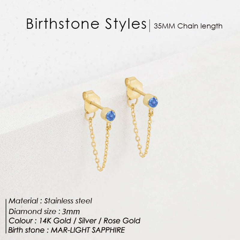 December Not Stainless Steel Tassel Light Luxury Color Earrings