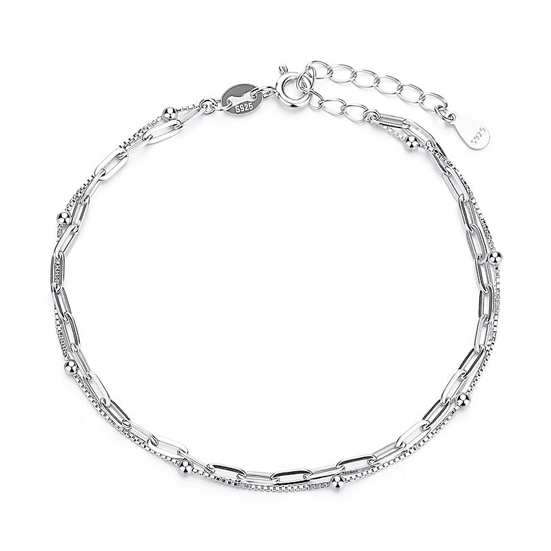Women's For Sier Design Simple Round Beads Birthday Bracelet