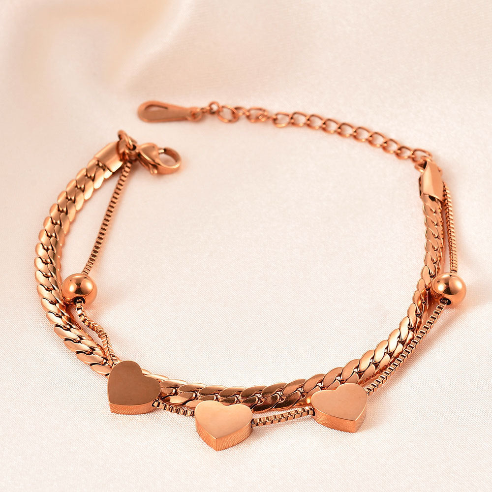Love Heart Simplicity Gold Stainless Steel Bracelet