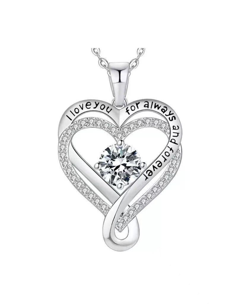 Women's Month Birthstones Heart Of Eternity Double Layers Loving For Necklace