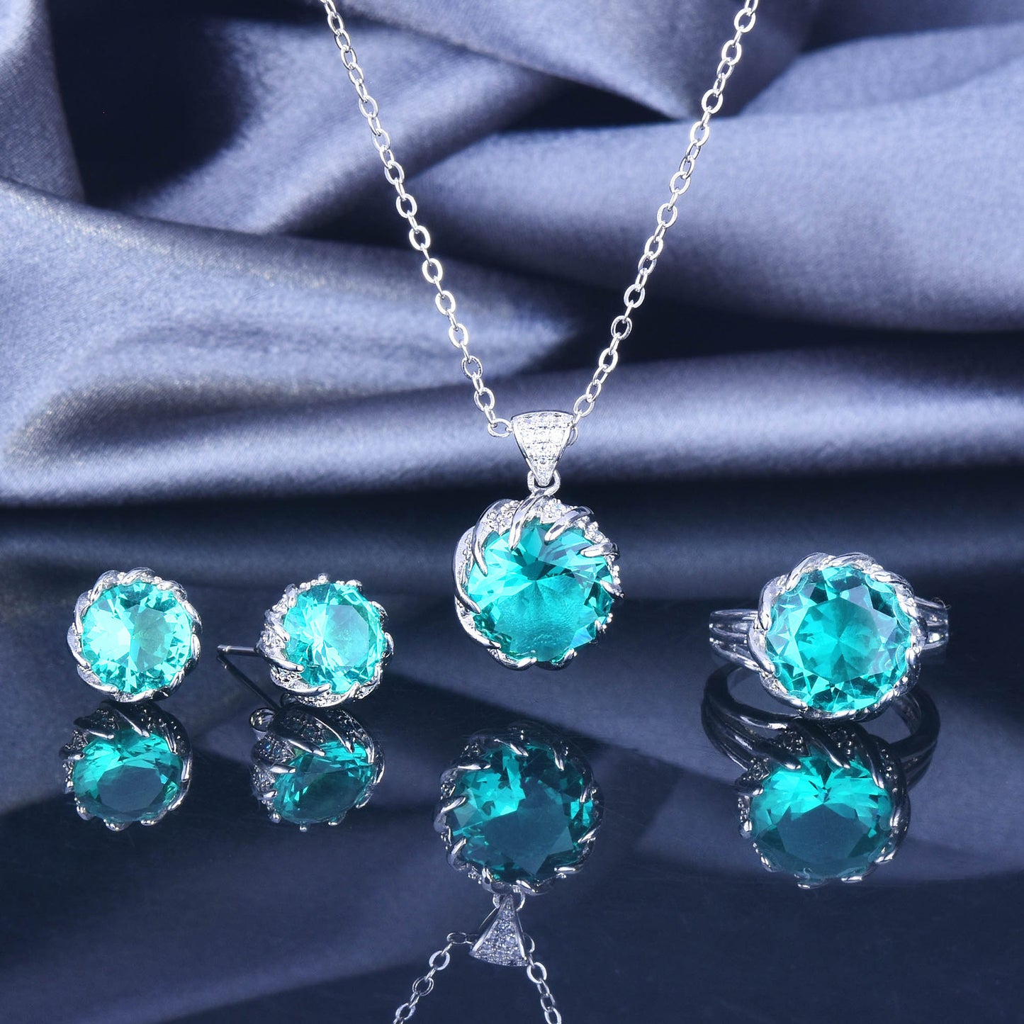Full Diamond Lotus Carat Bright Yellow Colored Jewelry Set