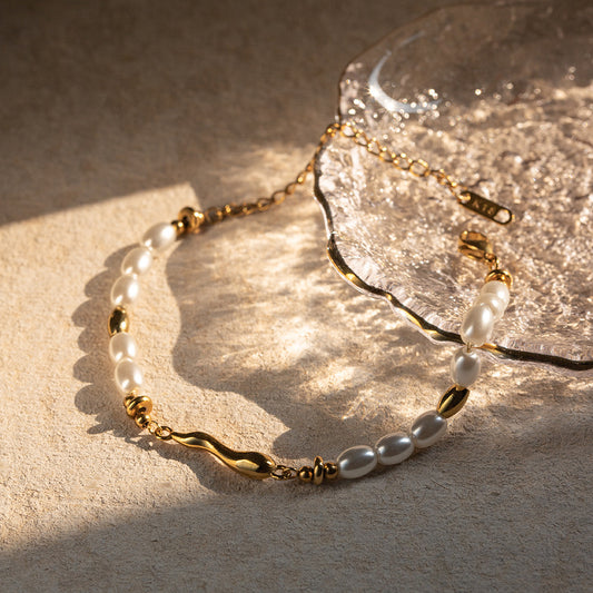 Bracelets en forme de goutte d'eau en forme de perle incrustée d'acier