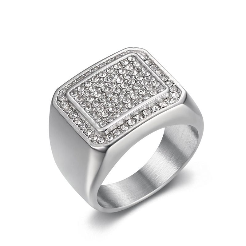 Men's Hip Hop Titanium Steel Vacuum Plating Full Ring