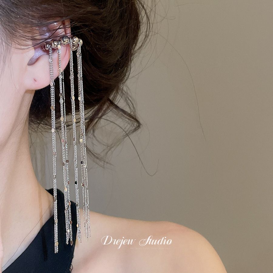 Round Tassel Bone French Vintage Court Style Light Ear Clip