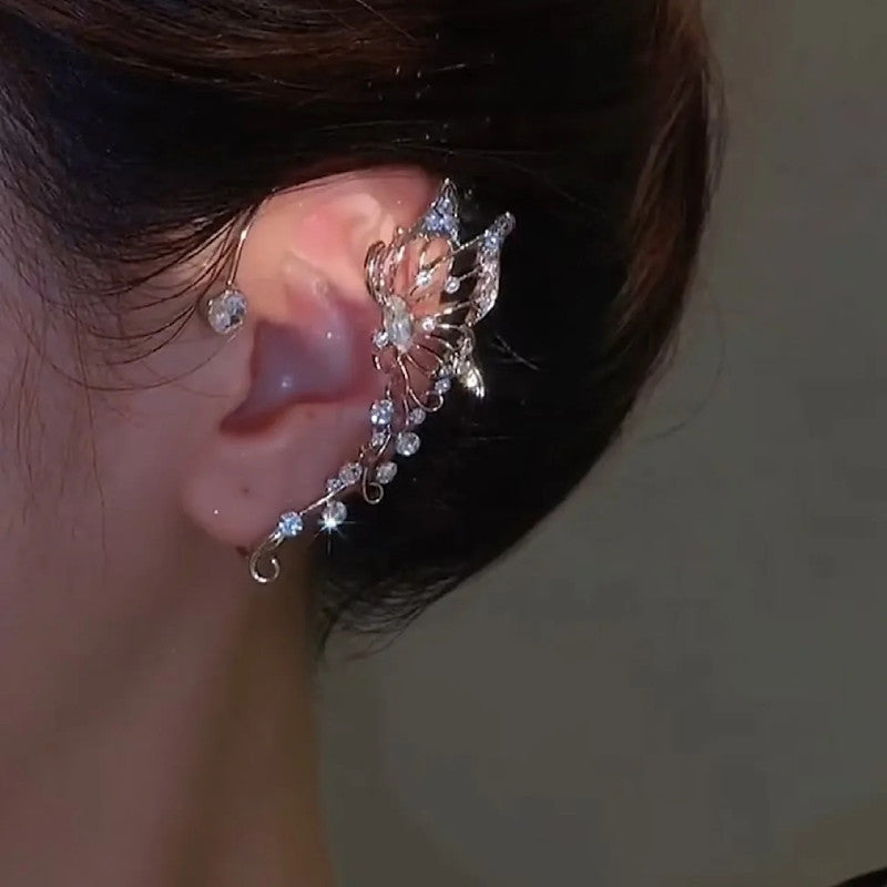 Women's Pierced Sier Elf Butterfly Unique Design Trendy Light Earrings