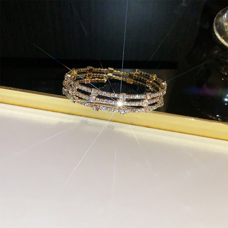 Rhinestone Zircon Elastic Laminated Adjustable Female Bracelets