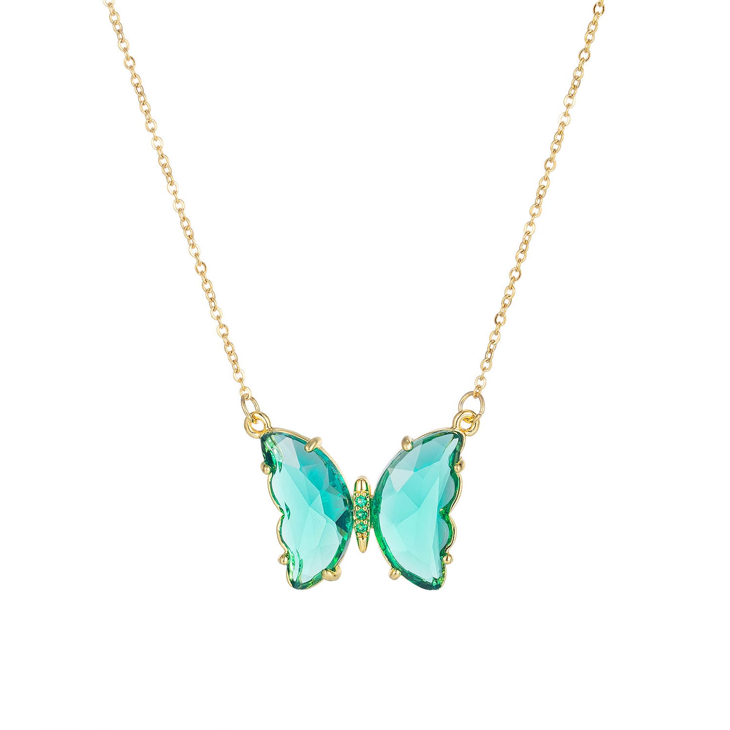 Women's Fantasy Glass Crystal Butterfly For Clavicle Necklaces