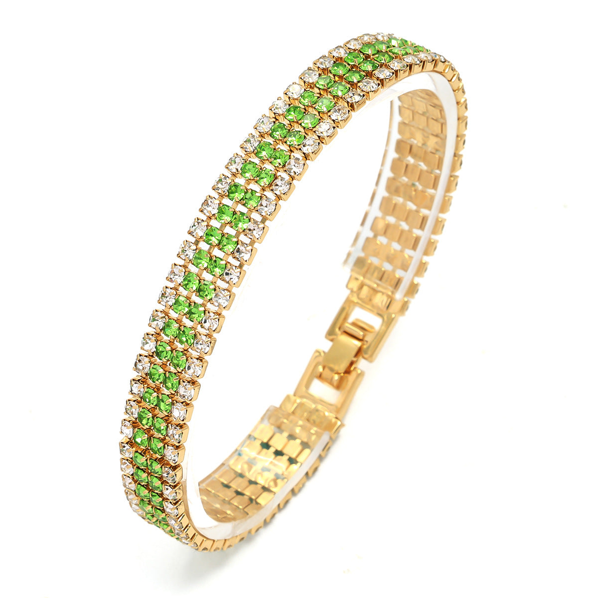 Women's Roman Crystal Gold Simple Full Diamond Claw Bracelet