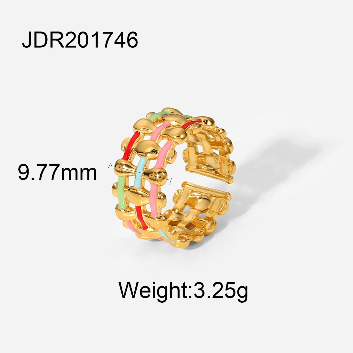 Women's Gold-plated Stainless Steel Fashion Geometric Colorful Rings