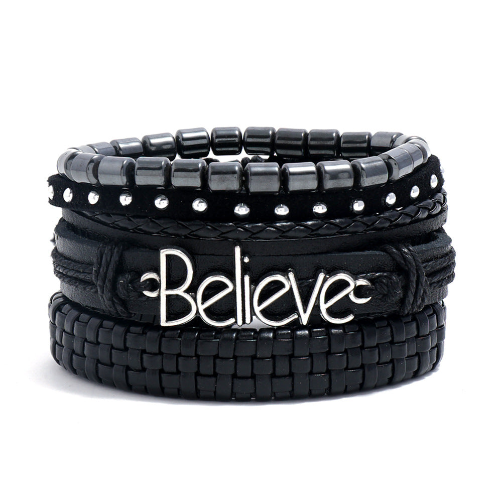 Women's & Men's & Simple Retro Set Braided Leather And Bracelets