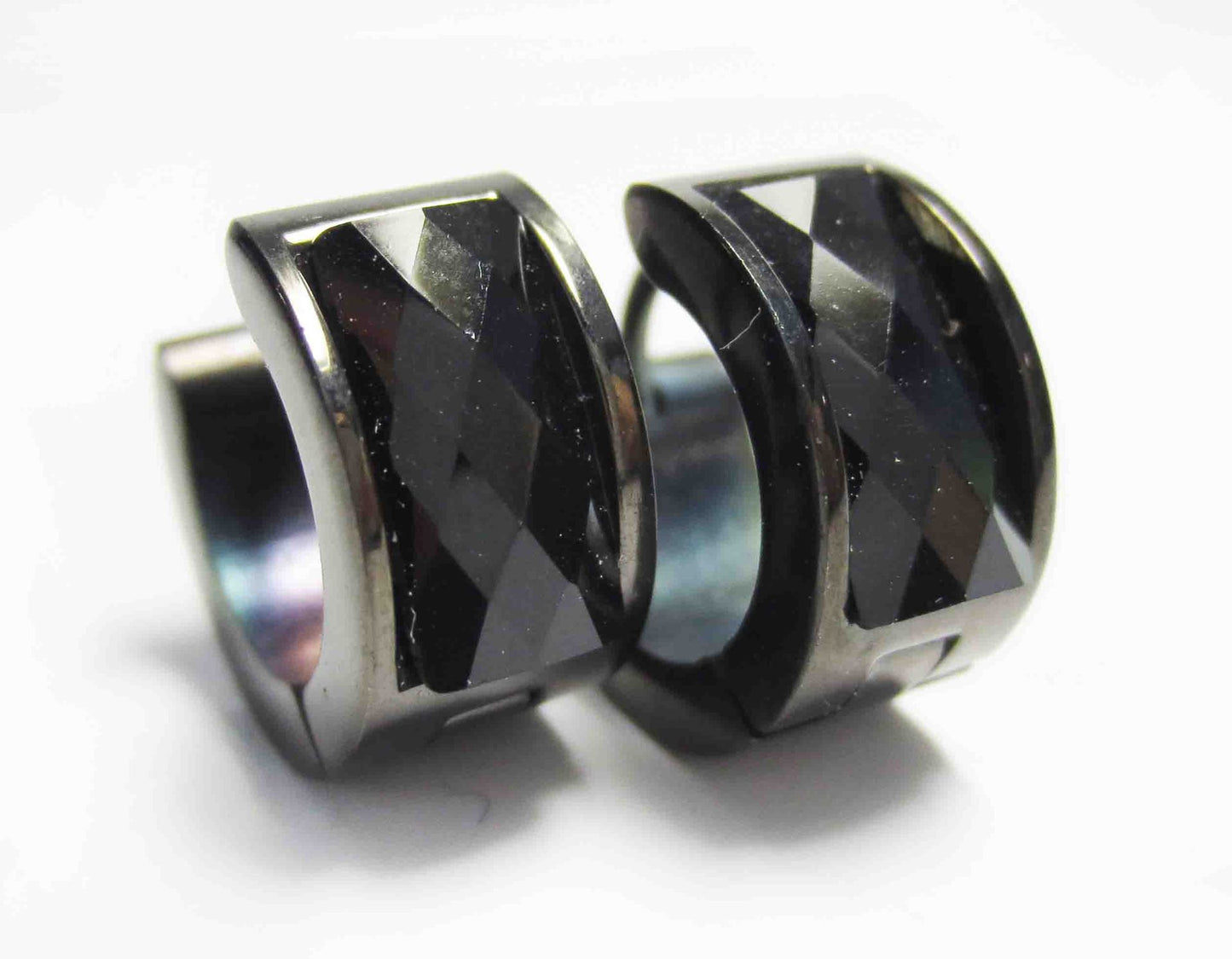 Women's & Men's Steel Clips Geometric Rhinestone Titanium Color Acrylic Ear Buckle