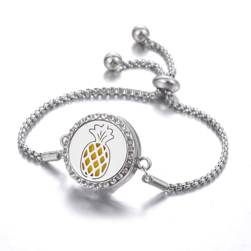 Steel Hollow Oil Lucky Tree Open Box Bracelet