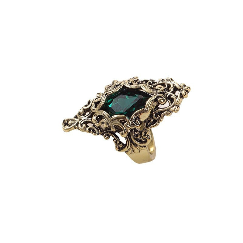 Gold Green Zircon Fashion Personality Female Ring