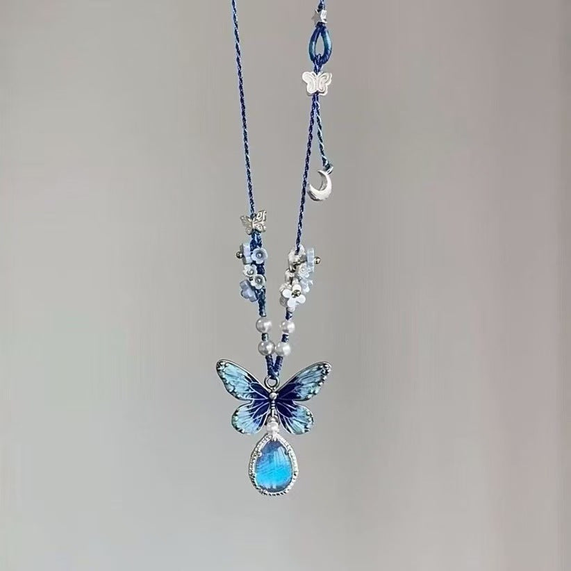 Sweet Exquisite Versatile Woven Flower Butterfly Clavicle Chain Premium Simple Necklaces