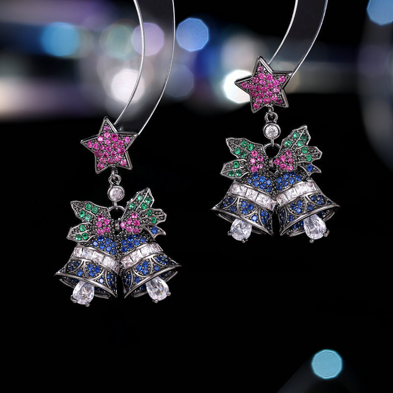 Christmas Colorful Zircon Inlaid Light Luxury Earrings