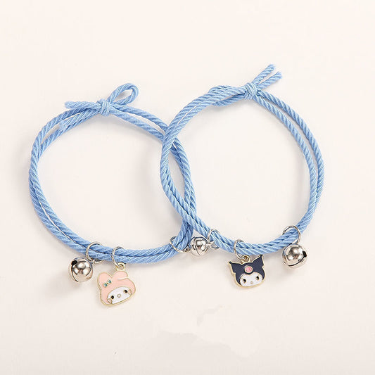 Bell Pair Of Small Rubber Band Magnet Head Bracelets