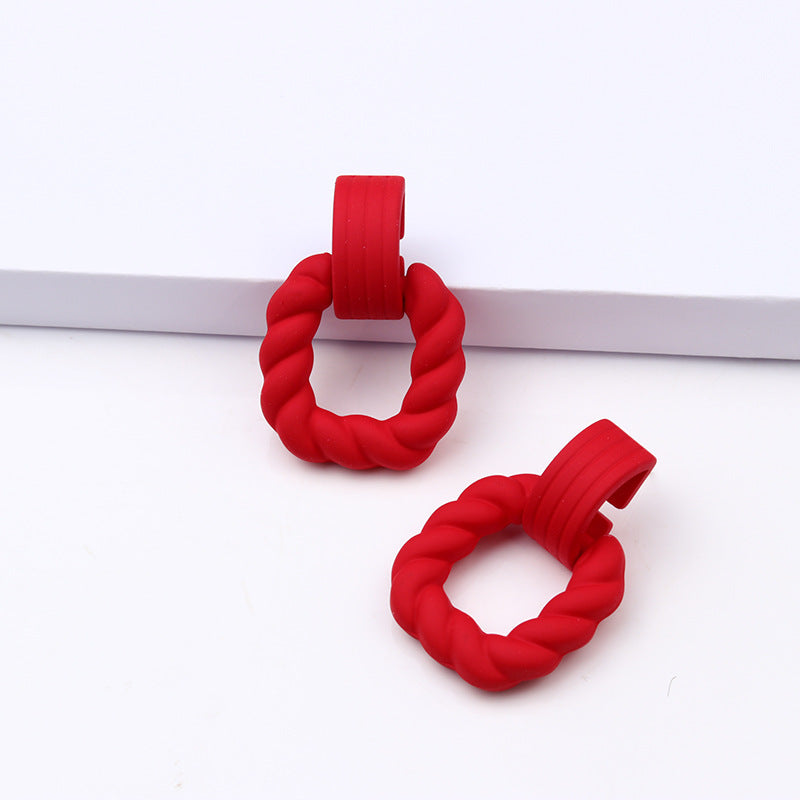 Square Semicircle Stitching Spray Rubber Paint Acrylic Earrings