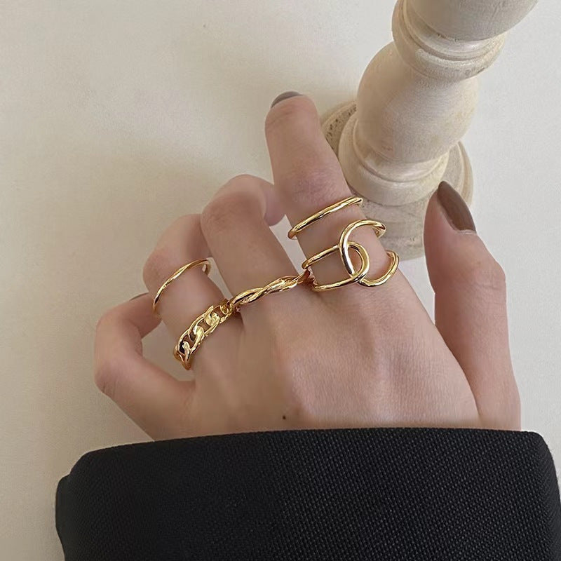 Women's Combined Fashion Liquid Lava Flower Irregular Rings