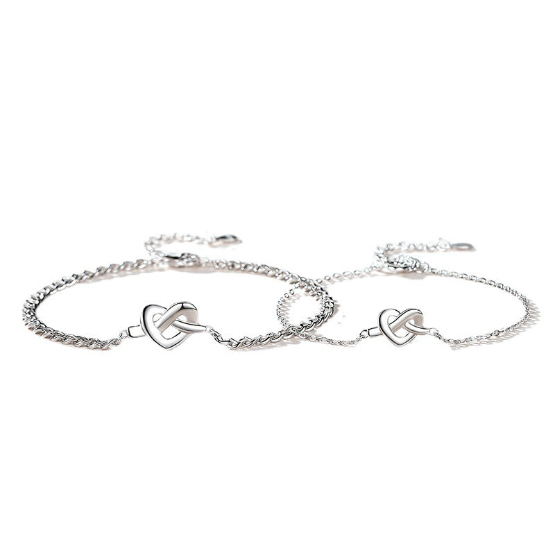 Sterling Sier Truelove Knot Couple Cold Wind Interwoven Love Bracelets