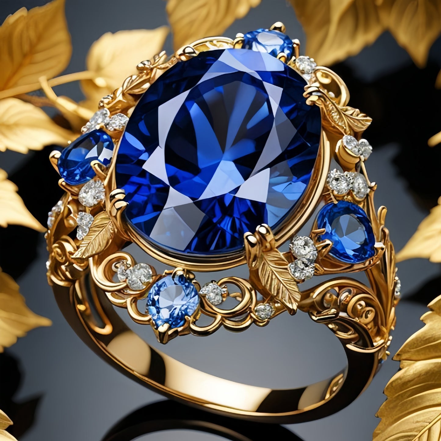 Women's Vintage Blue Zircon Elegant Simple Personality Ring