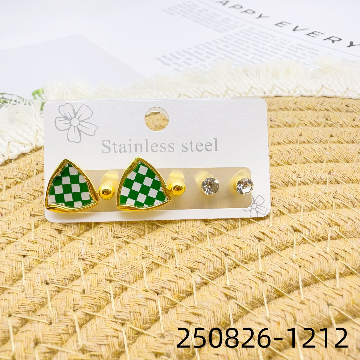 Women's Love Heart High-grade Stainless Steel Diamond Wild Trendy Golden Ear Stud Earrings