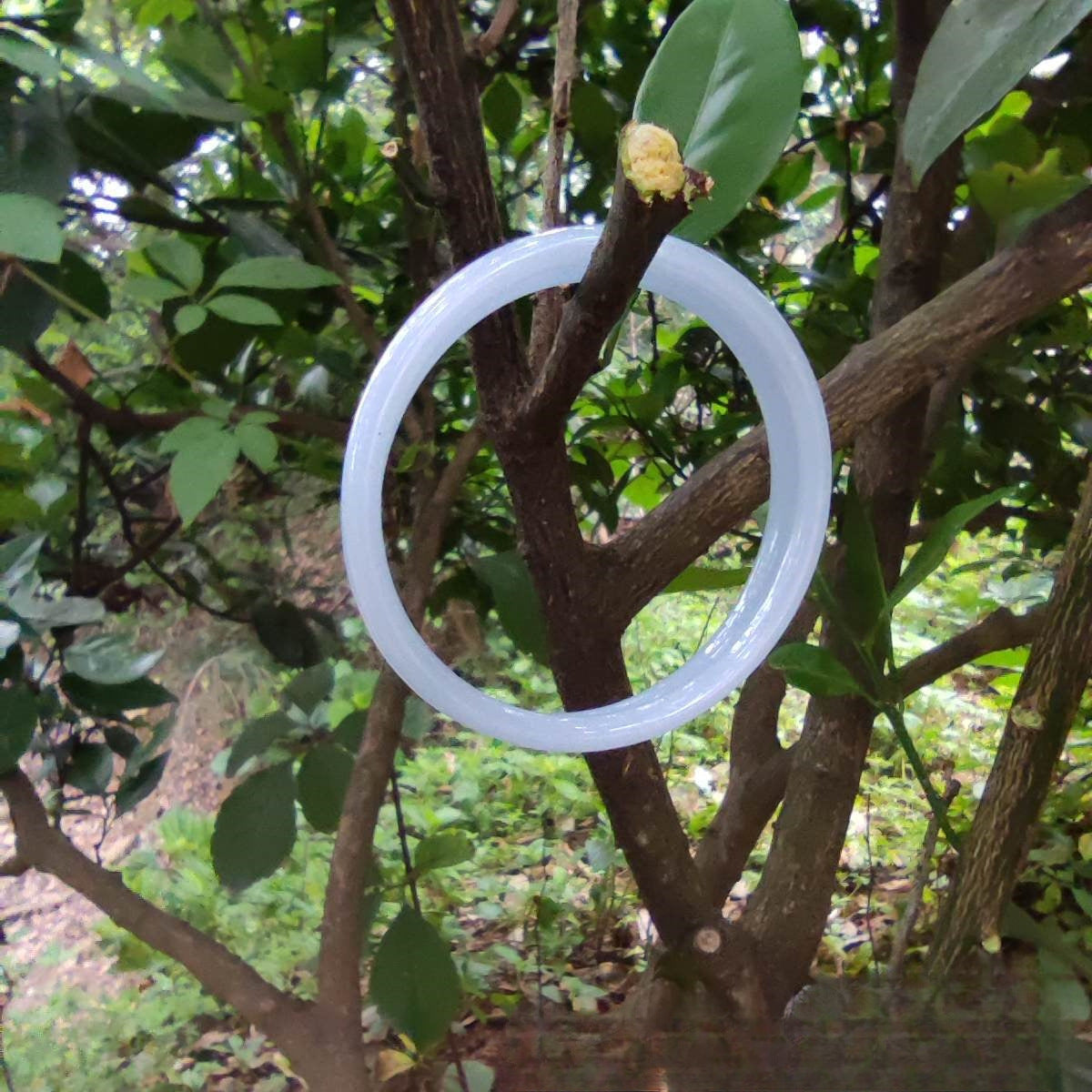 Transparent Glass Imitation Jade Jingle Round Bar Ancient Style Versatile Bracelet