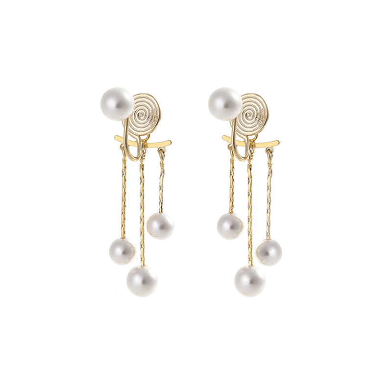 Pearl Tassel One-piece Mosquito Coil Earless Fairy Ear Clip