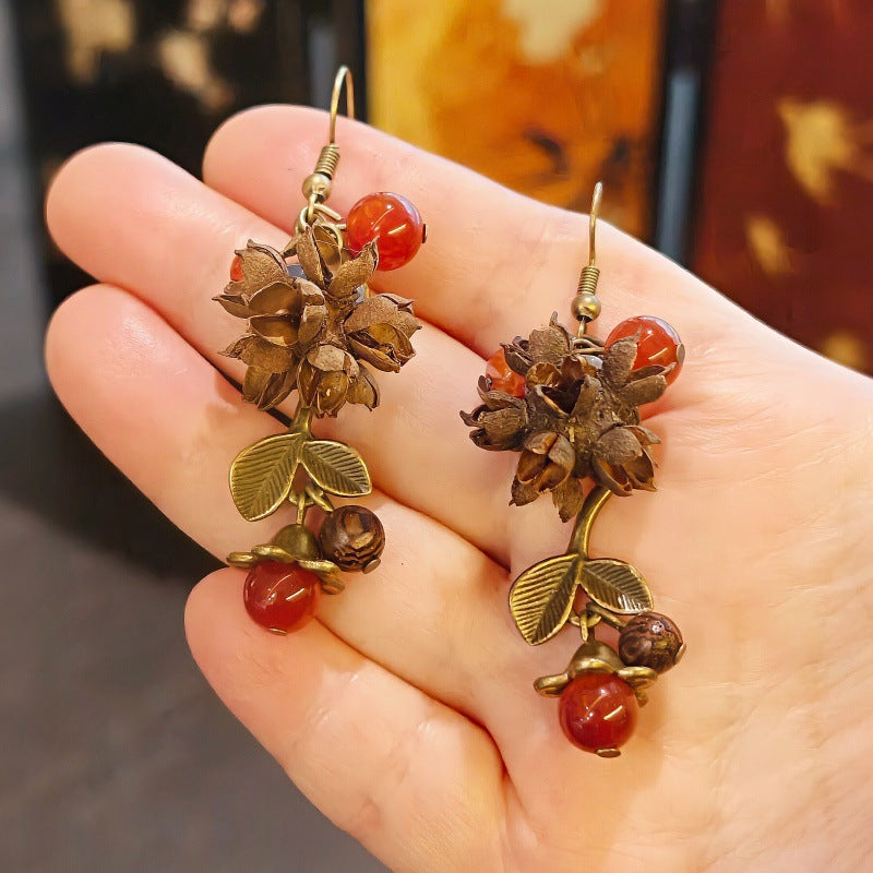 Handmade Plant Fruit Mori Style Chinese Hawthorn Artistic Rings