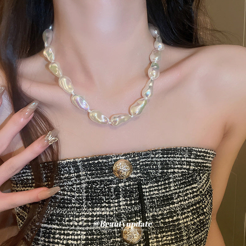 Irregular Pearl Geometric Elegant Sweater Chain Classic Style Necklace